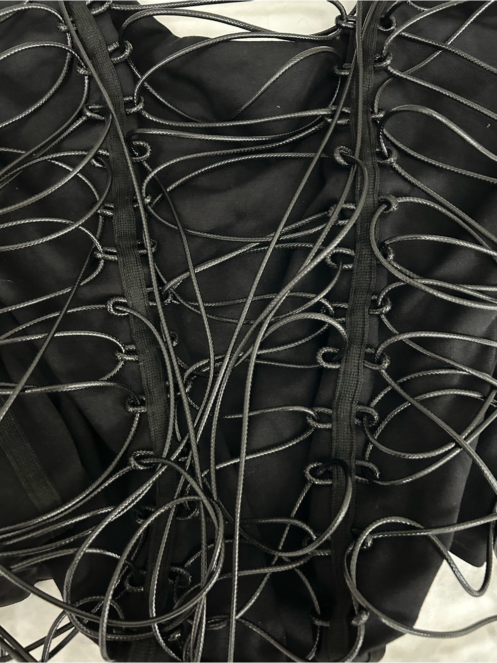 Fashion Nova Black Lace-Up Corset Crop Top - Picture 2 of 6
